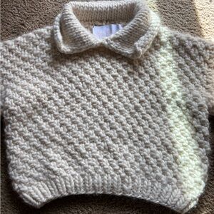 The Knitter Collared Pullover Hand Knit Wool Ballon Sleeve Sweater